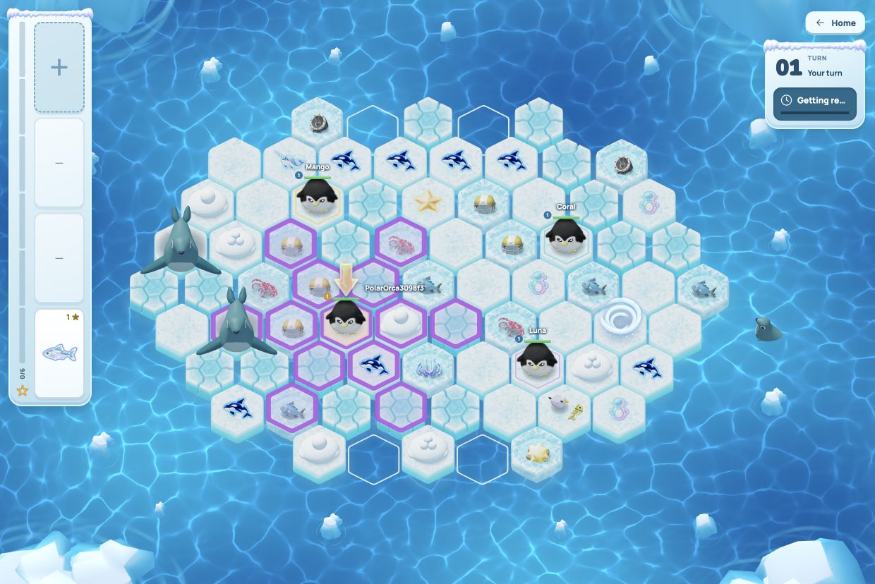 Gameplay from the development version of Floe Frenzy
